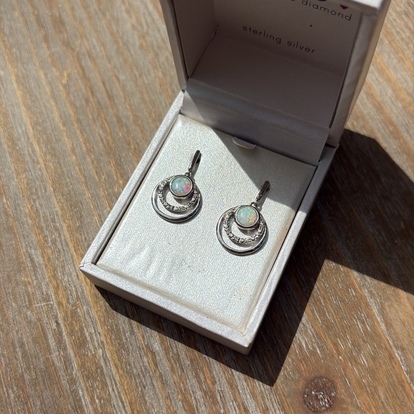 Sterling Silver and lab created White Sapphire earrings NWT - Picture 4 of 5